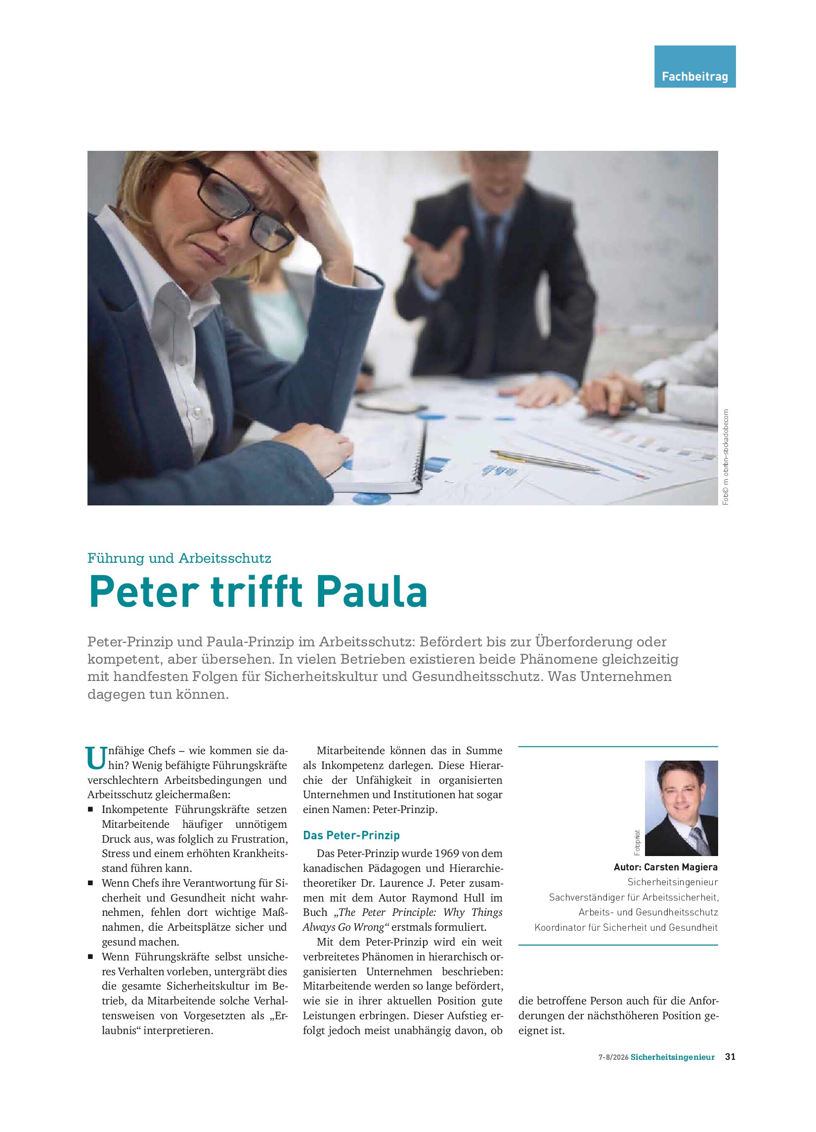 Vorschauseite 1: Führung und Arbeitsschutz: Peter trifft Paula
