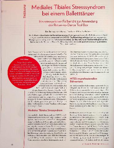 Vorschauseite 1: Mediales Tibiales Stresssyndrom bei einem Balletttänzer: Ein retrospektiver Fallbericht zur Anwendung der Return-to-Dance Toolbox