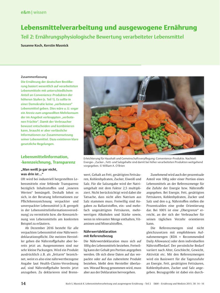 Vorschauseite 1: Lebensmittelverarbeitung und ausgewogene Ernährung