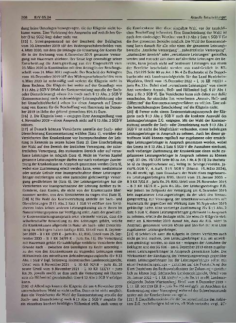 Vorschauseite 2: Aktuelle Entscheidungen: Kostenerstattung für die Versorgung mit einem Hilfsmittel