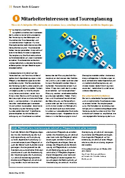 Vorschauseite 1: Mitarbeiterinteressen und Tourenplanung