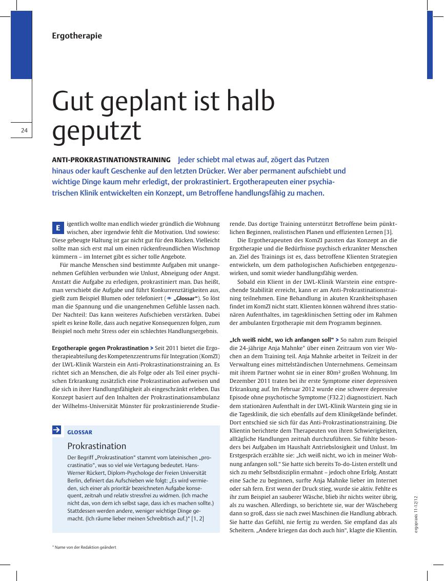 Vorschauseite 1: Anti-Prokrastinationstraining ? Gut geplant ist halb geputzt