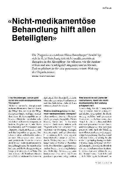 Vorschauseite 1: "Nicht-medikamentöse Behandlung hilft allen Beteiligten"