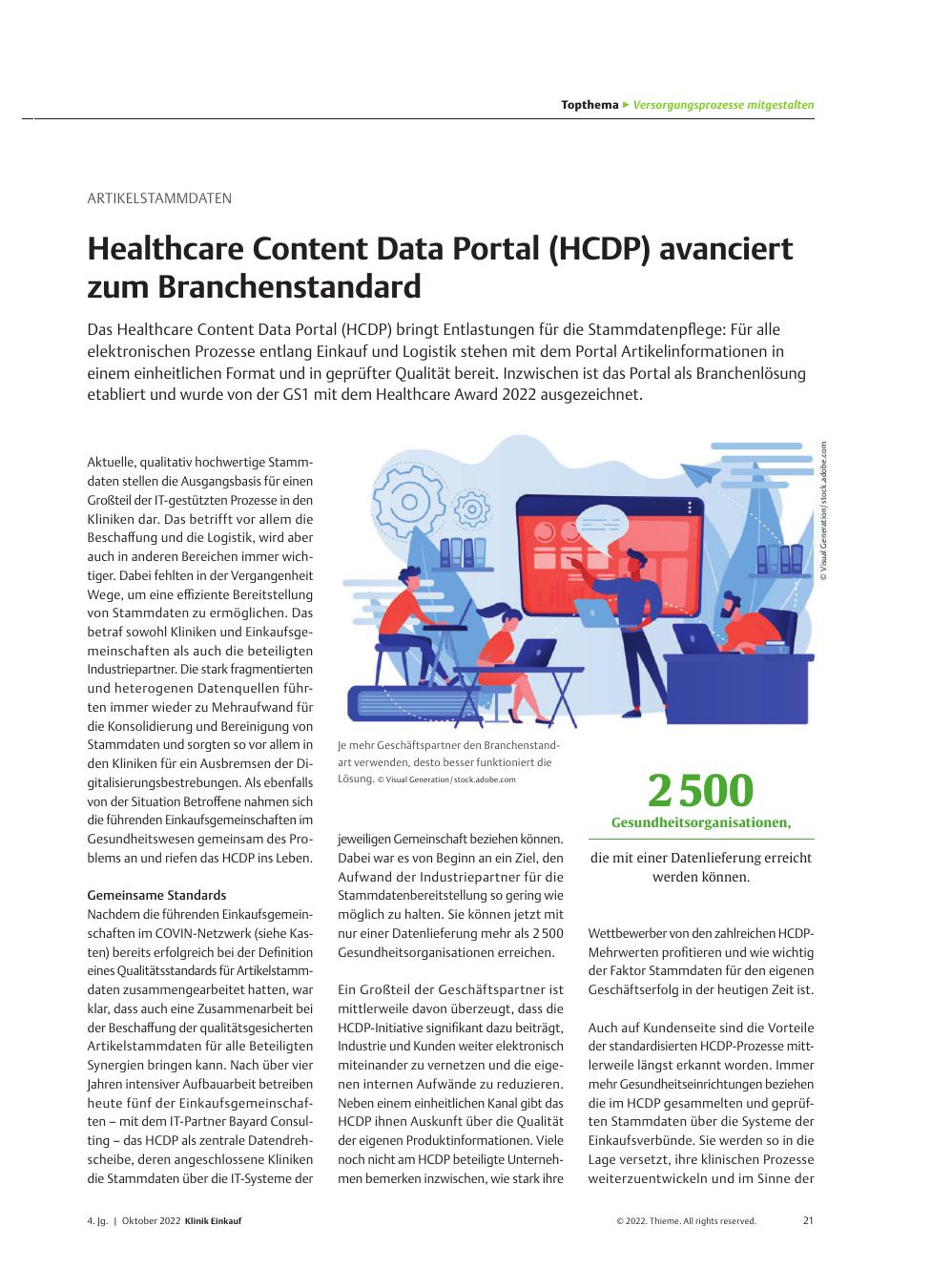 Vorschauseite 1: Artikelstammdaten: Healthcare Content Data Portal (HCDP) avanciert zum Branchenstandard