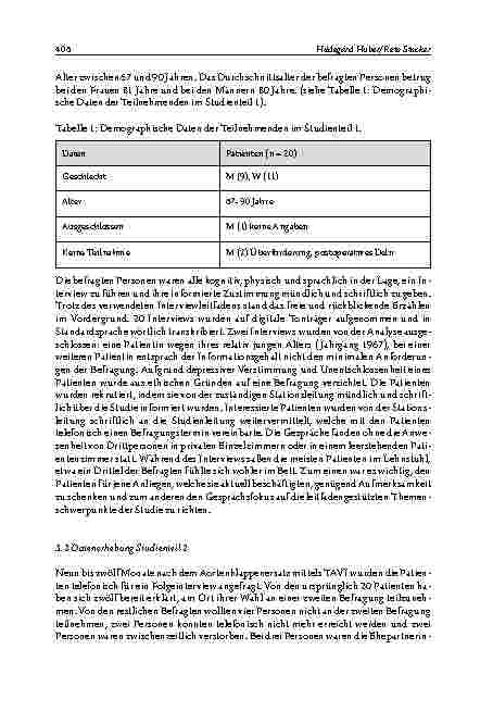 Vorschauseite 4: AUS DER FORSCHUNG Beurteilung der Lebensqualität durch (hoch-)betagte Menschen nach einer Transkatheter-Aortenklappen-Implantation (TAVI)