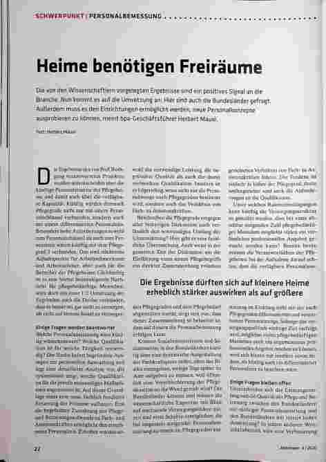 Vorschauseite 1: Heime benötigen Freiräume.