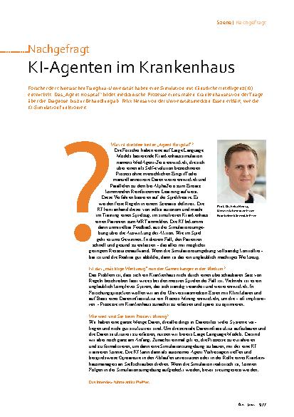 Vorschauseite 1: K.I.-Agenten im Krankenhaus