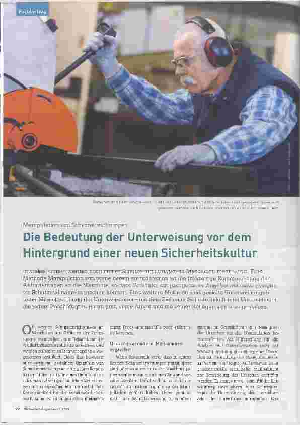 Vorschauseite 1: Die Bedeutung der Unterweisung vor dem Hintergrund einer neuen Sicherheitskultur
