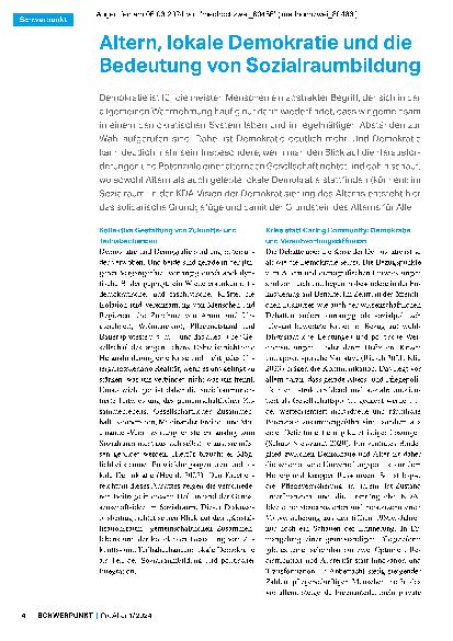 Vorschauseite 1: Altern, lokale Demokratie und die Bedeutung von Sozialraumbildung