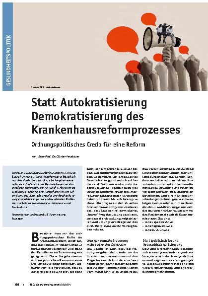 Vorschauseite 1: Statt Autokratisierung Demokratisierung des Krankenhausreformprozesses