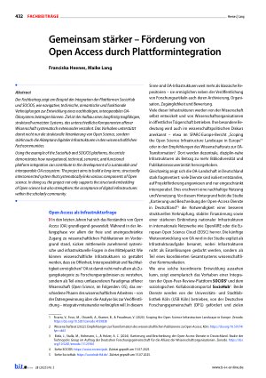 Vorschauseite 1: Gemeinsam stärker – Förderung von Open Access durch Plattformintegration
