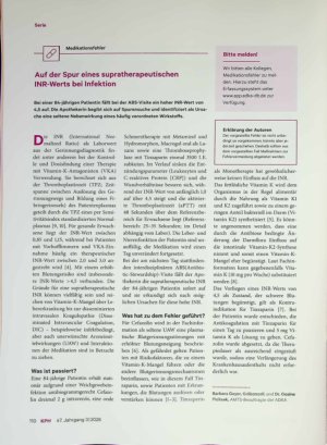 Vorschauseite 1: Auf der Spur eines supratherapeutischen INR-Werts bei Infektion
