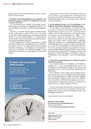 Vorschauseite 2: Fragen an die Vorsitzende des Berufsver bandes Kinderkrankenpflege Deutschland e. V. , Frau Bettina Beyer-Lichtblau: