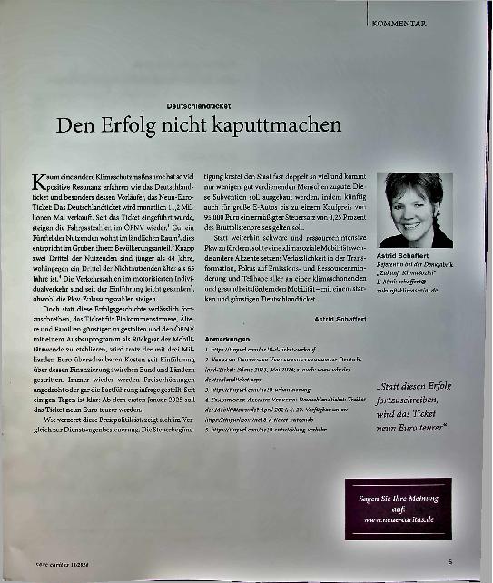 Vorschauseite 1: Deutschlandticket Den Erfolg nicht kaputt machen