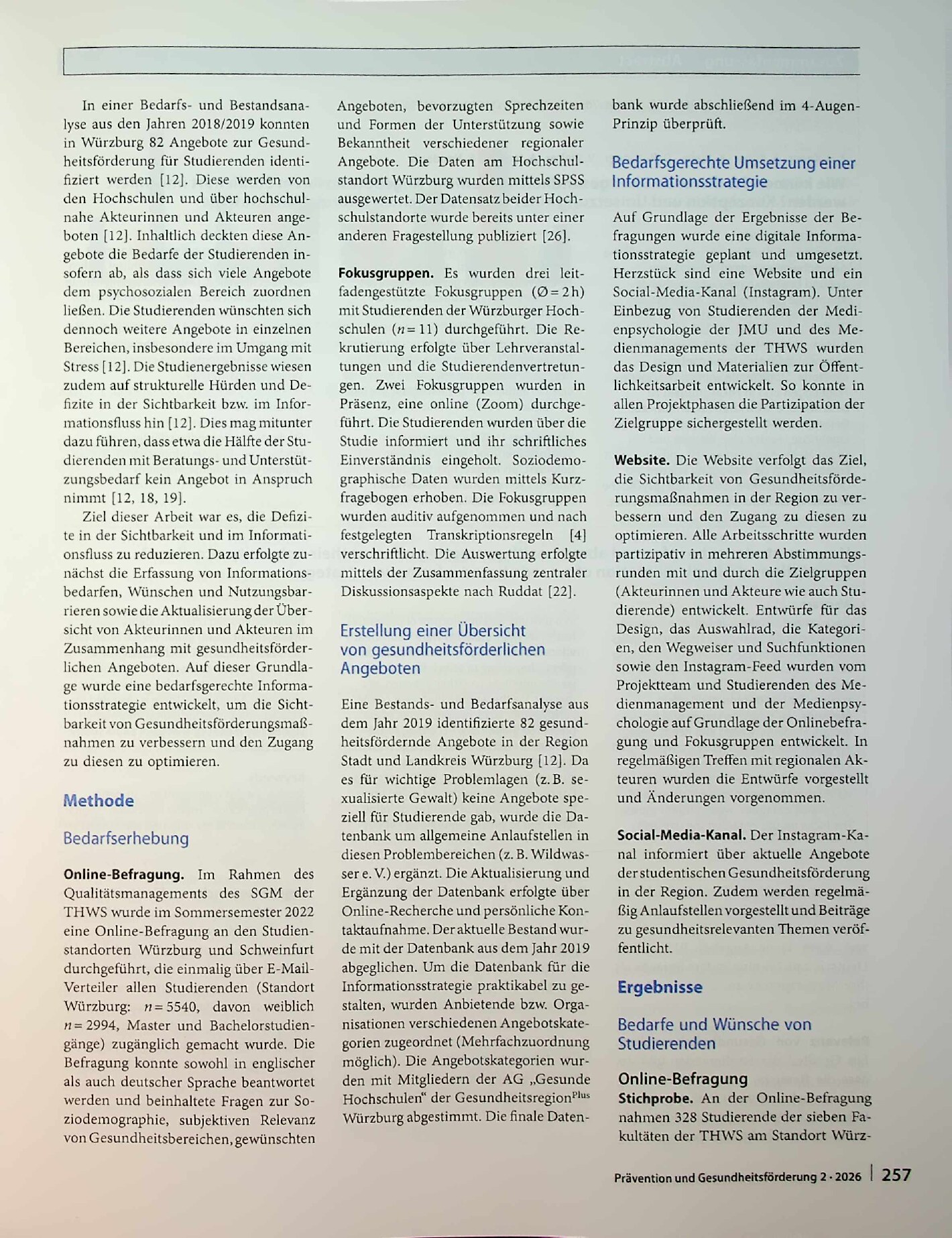 Vorschauseite 2: Wie können Studierende über gesundheitsförderliche Angebote an ihrem Studienort informiert werden? Konzeption und Umsetzung einer bedarfsgerechten Informationsstrategie