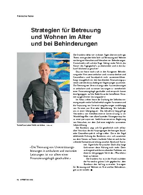 Vorschauseite 1: Strategien für Betreuung und Wohnen im Alter und bei Behinderungen