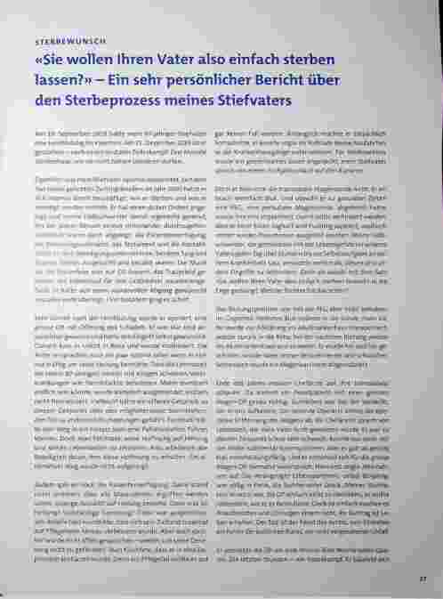 Vorschauseite 1: «Sie wollen Ihren Vater also einfach sterben lassen? » - Ein sehr persönlicher Bericht über den Sterbeprozess meines Stiefvaters