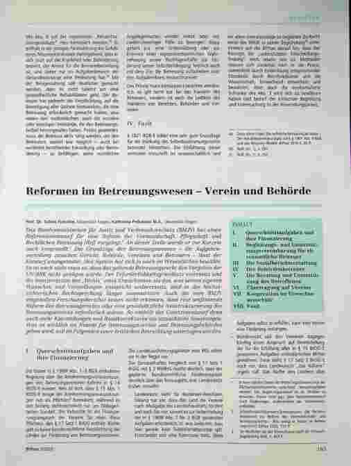 Vorschauseite 5: Reform des Betreuungsrechts: § 1821 BGB-E: Konsequente Stärkung des Selbstbestimmungsrechts betreuter Menschen?