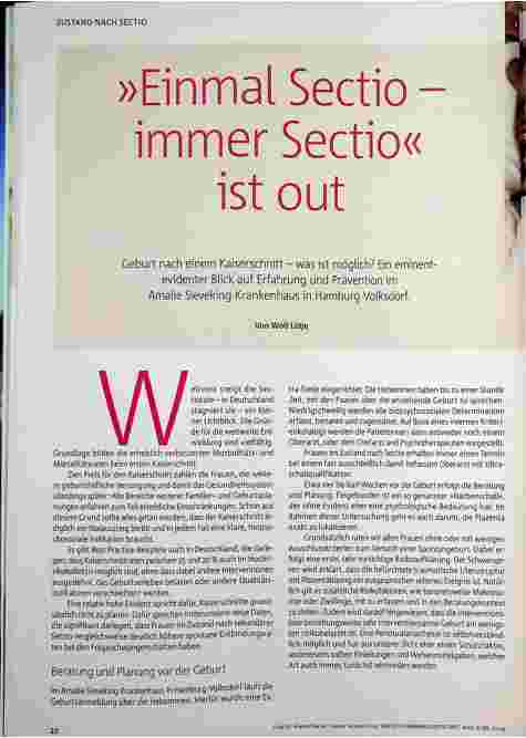 Vorschauseite 1: "Einmal Sectio - immer Sectio" ist out.