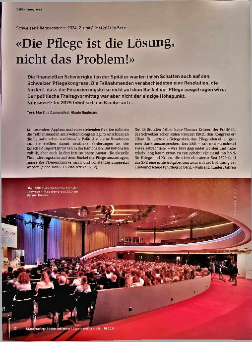 Vorschauseite 1: «Die Pflege ist die Lösung, nicht das Problem!»