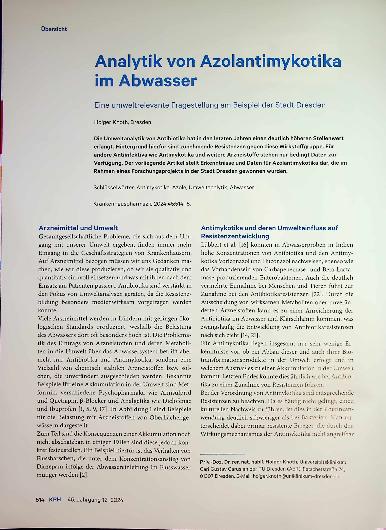 Vorschauseite 1: Analytik von Azolantimykotika im Abwasser. Eine umweltrelevante Fragestellung am Beispiel der Stadt Dresden.