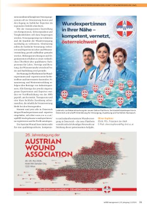 Vorschauseite 2: Wundversorgung in Bewegung – Österreichs Weg zwischen Strukturwandel, Pflegekrise und Innovation