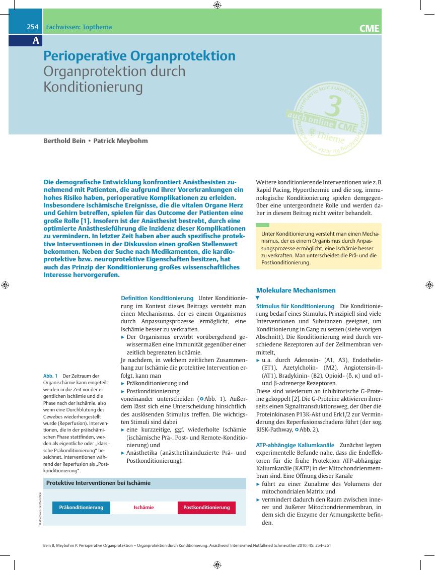 Vorschauseite 1: Perioperative Organprotektion – Organprotektion durch Konditionierung