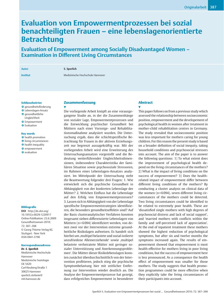 Vorschauseite 1: Evaluation von Empowermentprozessen bei sozial benachteiligten Frauen – eine lebenslagenorientierte Betrachtung