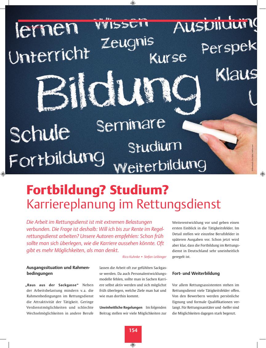 Vorschauseite 1: Fortbildung? Studium? ? Karriereplanung im Rettungsdienst