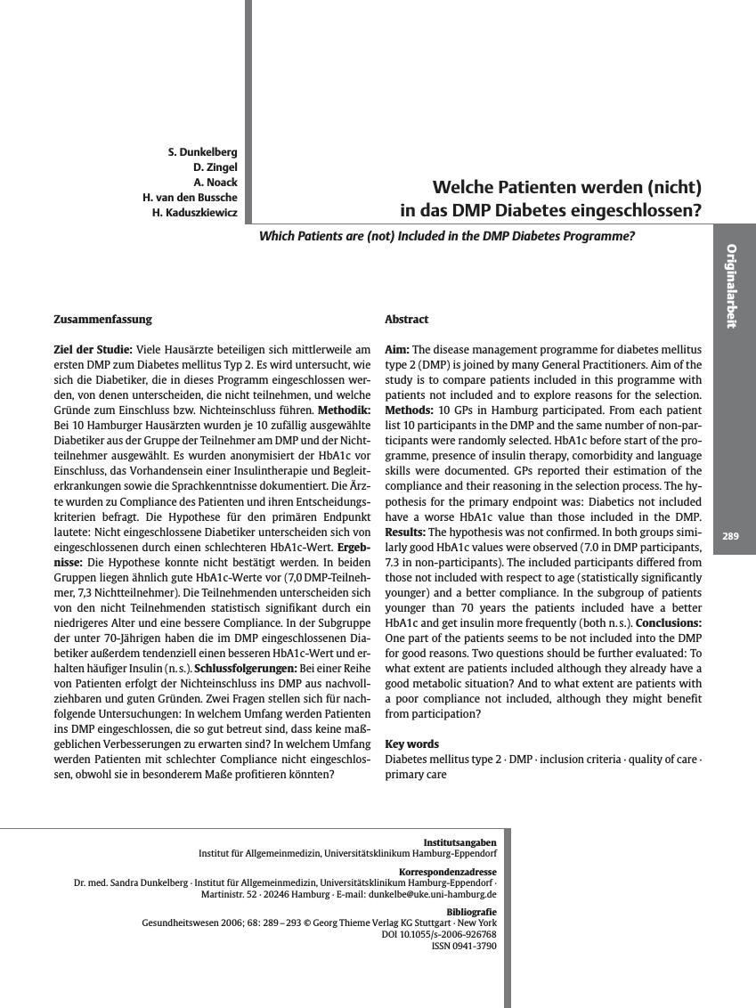 Vorschauseite 1: Welche Patienten werden (nicht) in das DMP Diabetes eingeschlossen?