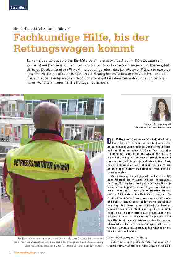 Vorschauseite 1: Betriebssanitäter bei Unilever. Fachkundige Hilfe, bis der Rettungswagen kommt.