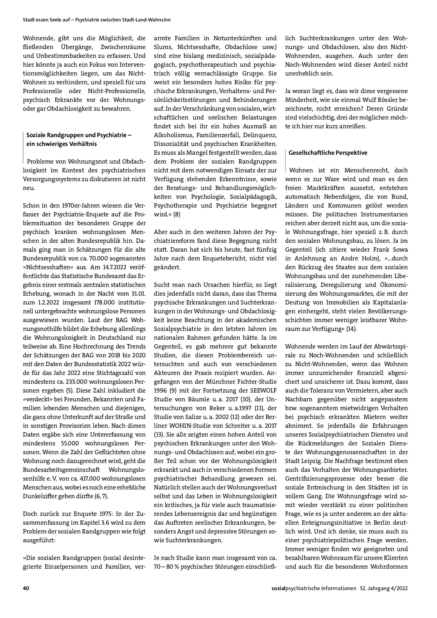 Vorschauseite 2: Von Noch-Wohnenden und Nicht-Wohnenden. Zum Verhältnis von Wohnungs- bzw. Obdachlosigkeit und Psychiatrie
