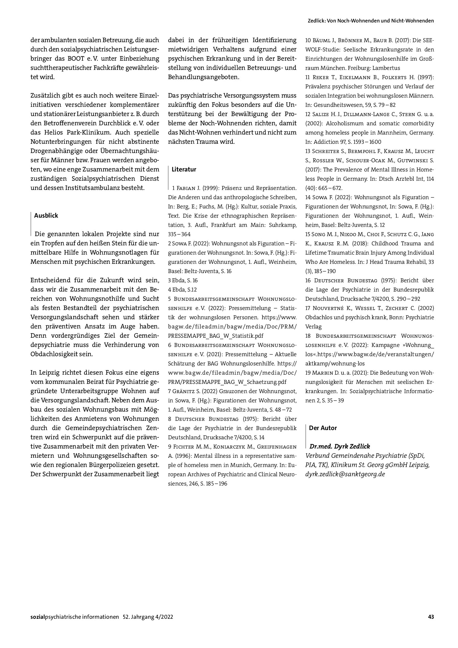 Vorschauseite 5: Von Noch-Wohnenden und Nicht-Wohnenden. Zum Verhältnis von Wohnungs- bzw. Obdachlosigkeit und Psychiatrie