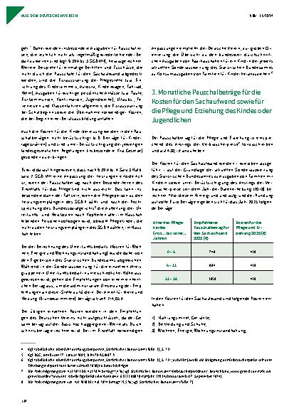 Vorschauseite 2: Empfehlungen des Deutschen Vereins zur Fortschreibung der Pauschalbeträge in der Vollzeitpflege (§§ 33, 39 SGB VIII) für das Jahr 2025