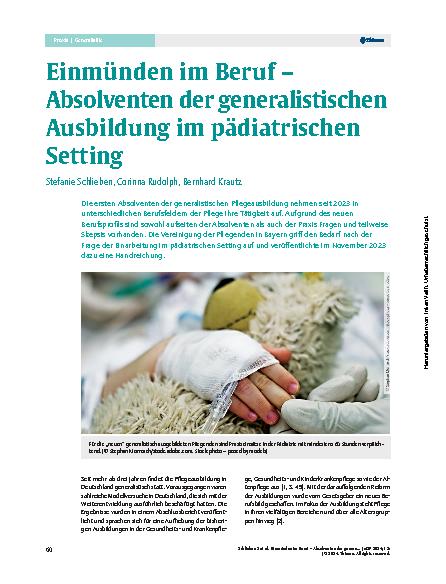 Vorschauseite 1: Einstieg in den Beruf – Absolventen der generalistischen Ausbildung im pädiatrischen Setting