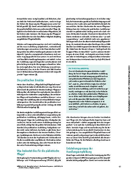 Vorschauseite 2: Einstieg in den Beruf – Absolventen der generalistischen Ausbildung im pädiatrischen Setting