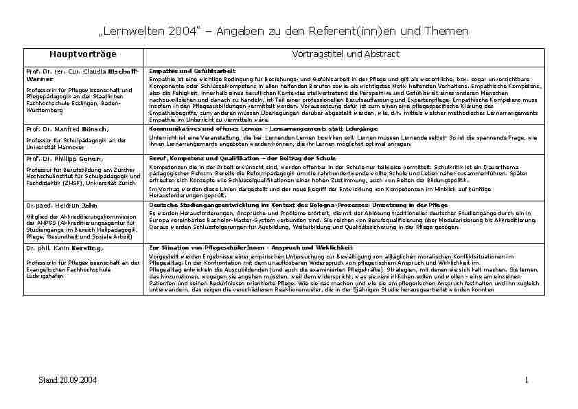 Vorschauseite 2: Lernwelten 2004