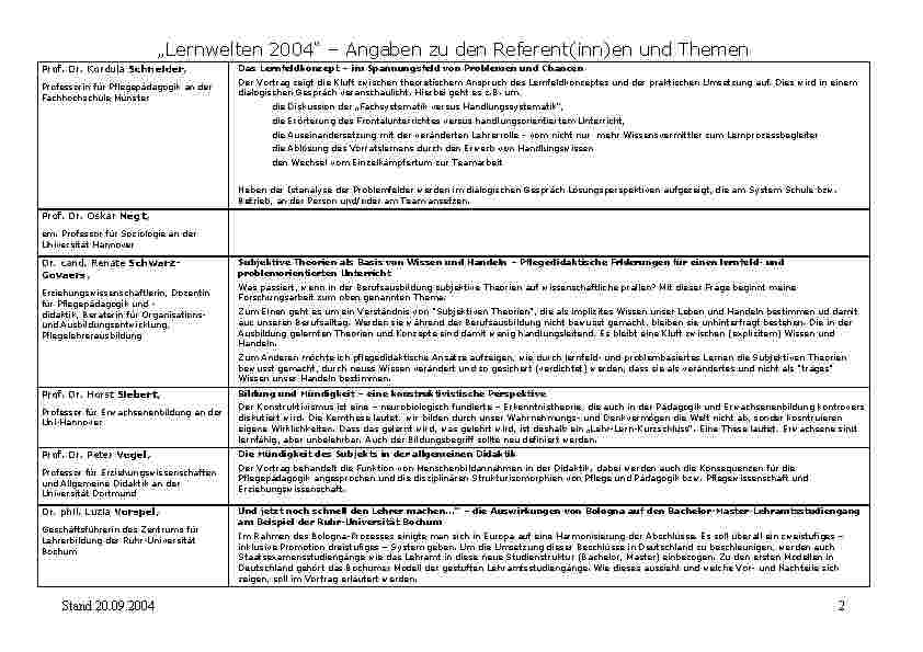Vorschauseite 3: Lernwelten 2004