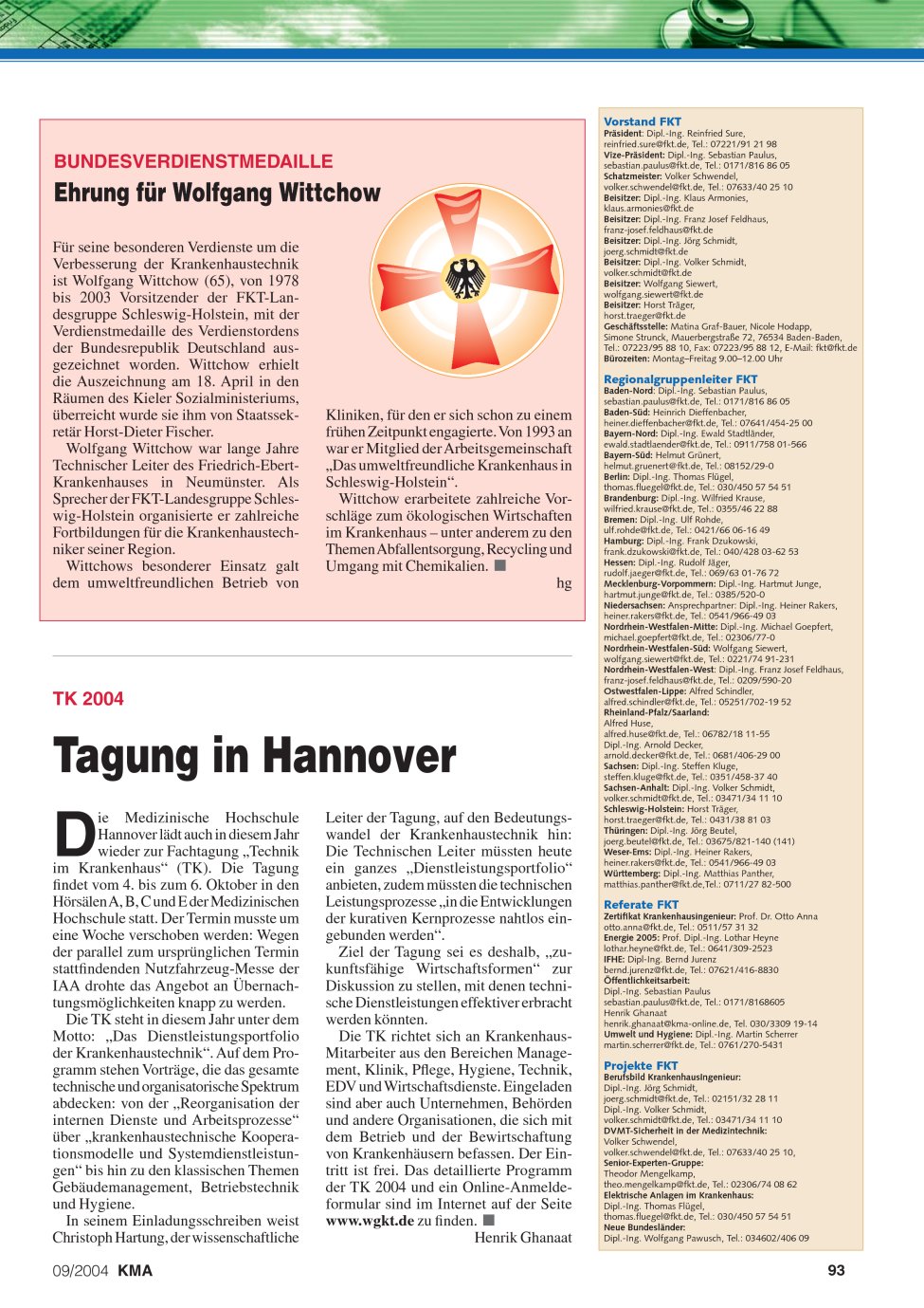 Vorschauseite 1: Ehrung für Wolfgang Wittchow