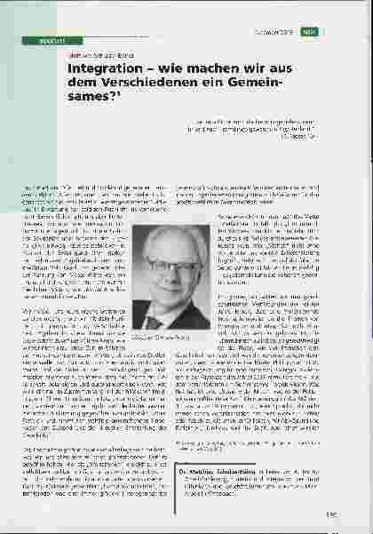 Vorschauseite 1: Integration - wie machen wir aus dem Verschiedenen ein Gemeinsames?