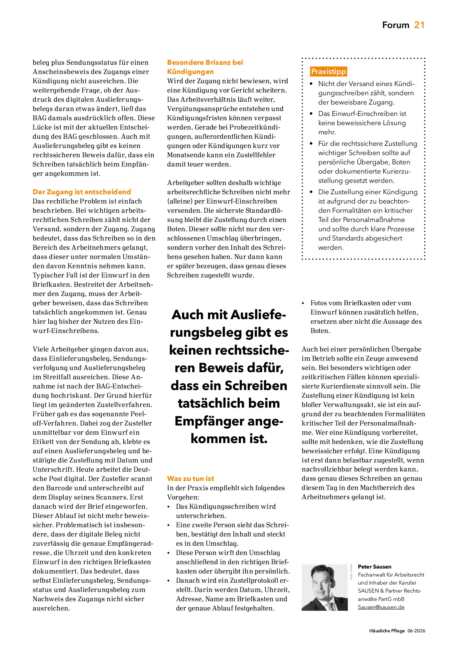 Vorschauseite 2: Das Aus für das Einwurf-Einschreiben