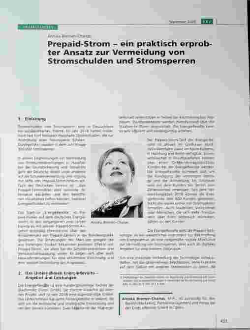 Vorschauseite 1: Prepaid-Strom - ein praktisch erprobter Ansatz zur Vermeidung von Stromschulden und Stromsperren