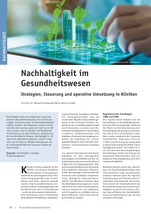 Vorschauseite 1: Nachhaltigkeit im Gesundheitswesen Strategien, Steuerung und operative Umsetzung in Kliniken