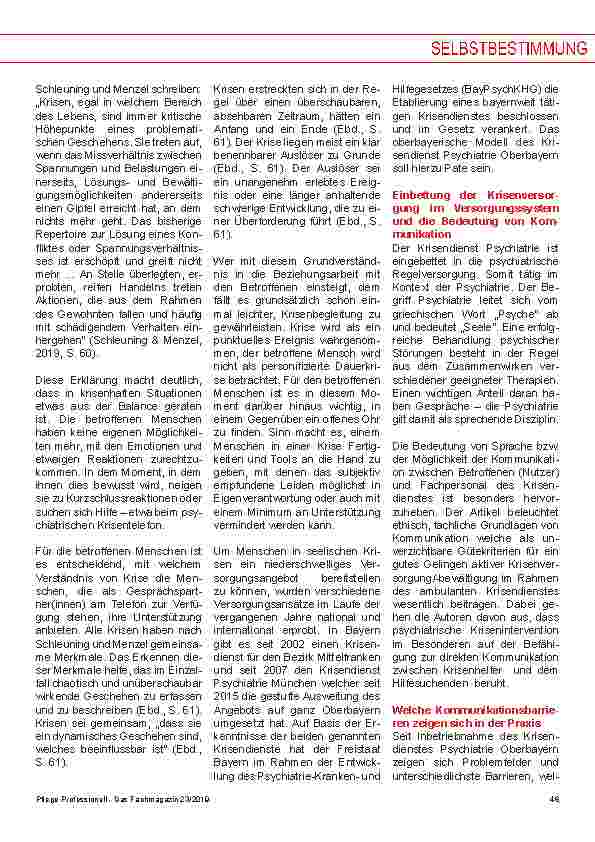 Vorschauseite 2: Selbstbestimmung und unterstützende Sorge als fachlich ethisch leitende Maßstäbe der Kommunikation im Kontext ambulant psychiatrischer Krisenversorgung