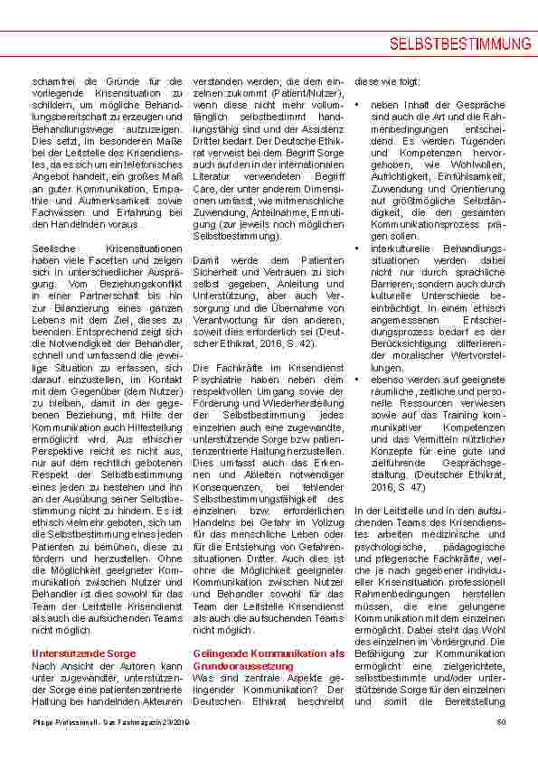 Vorschauseite 6: Selbstbestimmung und unterstützende Sorge als fachlich ethisch leitende Maßstäbe der Kommunikation im Kontext ambulant psychiatrischer Krisenversorgung