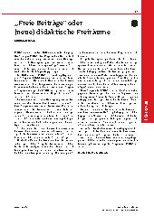 Vorschauseite 1: "Freie Beiträge" oder (neue) didaktische Freiräume