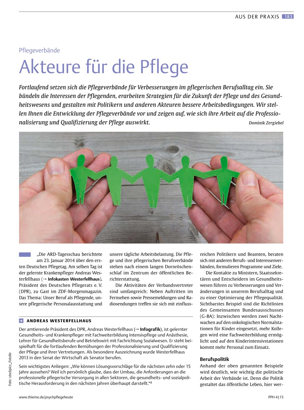 Vorschauseite 1: Akteure für die Pflege
