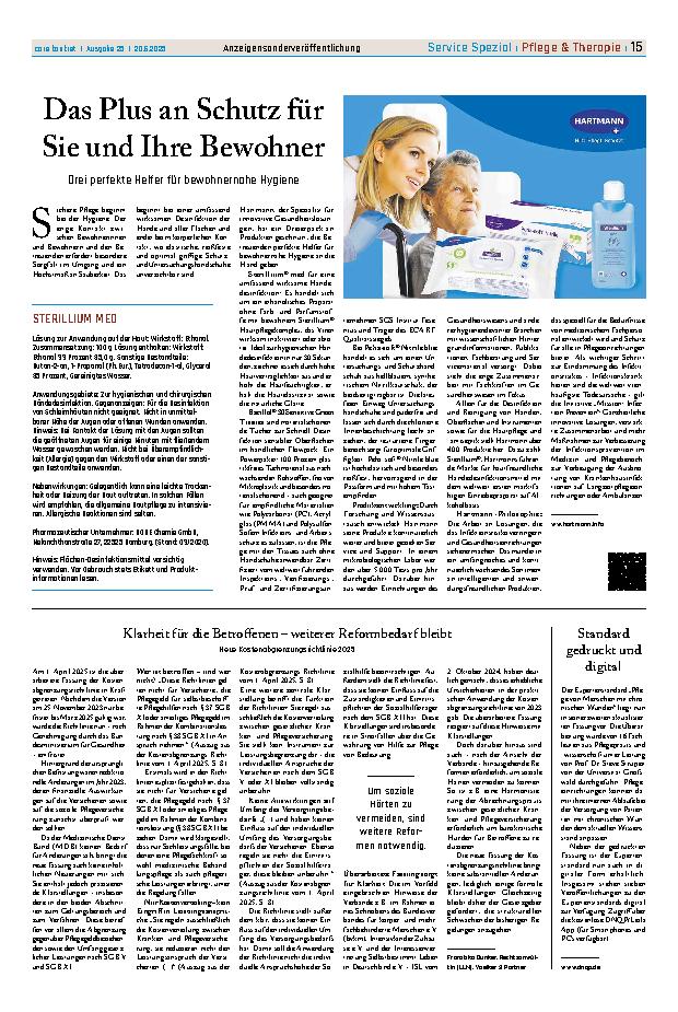 Vorschauseite 1: Das Plus an Schutz für Sie und Ihre Bewohner Drei perfekte Helfer für bewohnernahe Hygiene