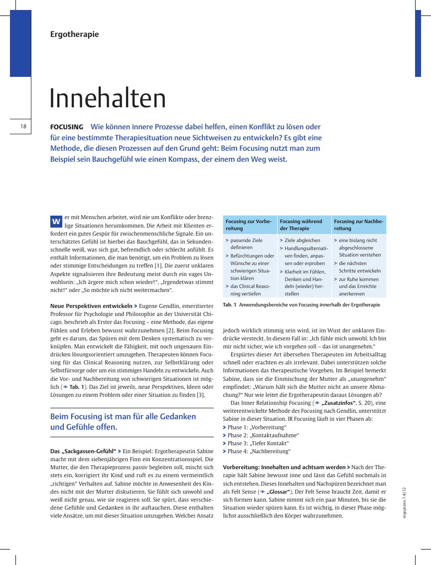 Vorschauseite 1: Focusing ? Innehalten