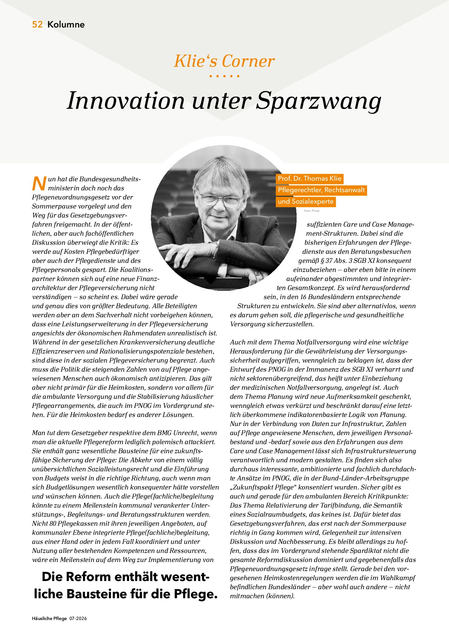 Vorschauseite 1: Innovation unter Sparzwang